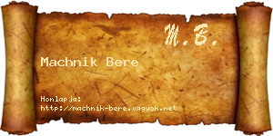 Machnik Bere névjegykártya